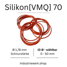 O-Ring VMQ 70 MVQ ID &Oslash; 0-50 x Schnurst&auml;rke 1,78 mm Silikon Dichtring Rundring