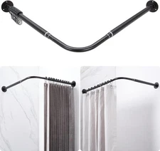 L Shaped Corner Shower Curtain Rod, Adjustable [24.3" - 47.6"] x [24.3" - 47.6"]