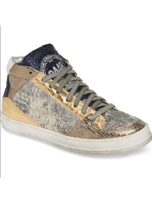 P448 Womens White Distressed Queens Round Toe Leather Athletic Sneakers 36