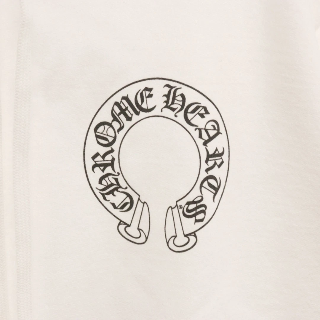Felpa con cappuccio pullover croce floreale ferro di cavallo posteriore CHROME HEARTS WTSHRT PLVR bianca usata