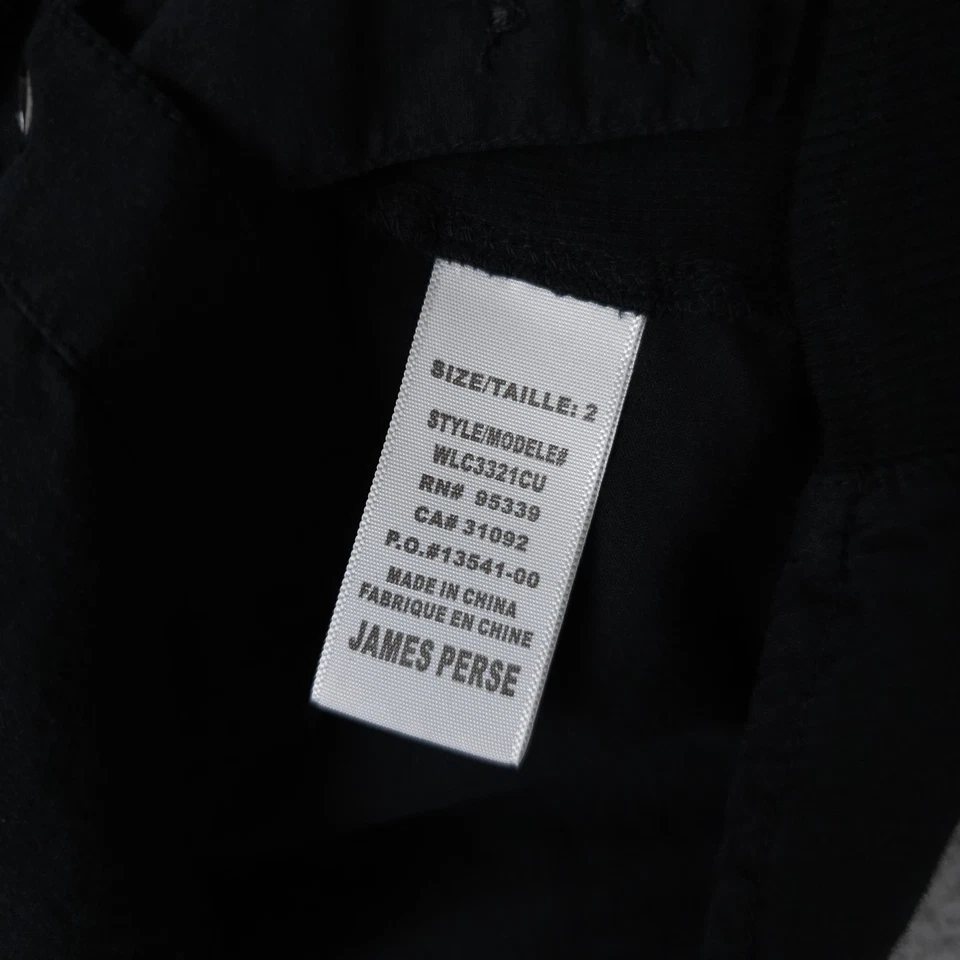 Camisa James Perse feminina 2 EUA M preta painel de contraste 3/4 rolo aba manga botão - Imagem 4 de 4