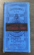 Vintage Bartholomew’s Cloth Map Of Peterhead & Banff