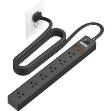 10 Ft Power Strip Surge Protector - 7 Outlets 4 USB Ports 2 USB C , Ultra Th...
