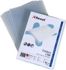 Rexel 12175, A4 Document Folder, Pack 100 Clear