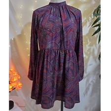 Jack by BB Dakota Triston Paisley High Neck Mini Dress Womens Size S Flowy Boho