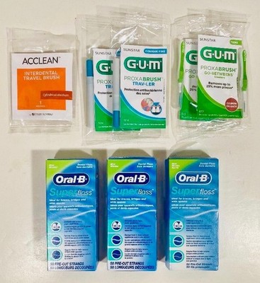 Oral B Super Floss & GUM Proxabrush Bundle, 150 Strands/6 Brushes, New/Sealed