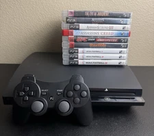 PlayStation 3 Slim Console Bundle 9 Games 1 Controller CECH-2101A 160 GB