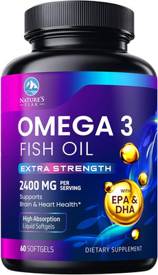 Omega 3 Fish Oil 2400 Mg Supplement, Sustainably Sourced, Triple Strength Omega-