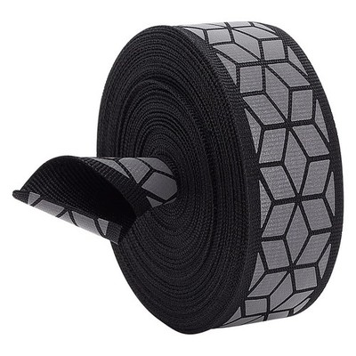 10m 26mm Breites Silbernes Reflektierendes Band Zum Aufnähen Mit Geometrische...