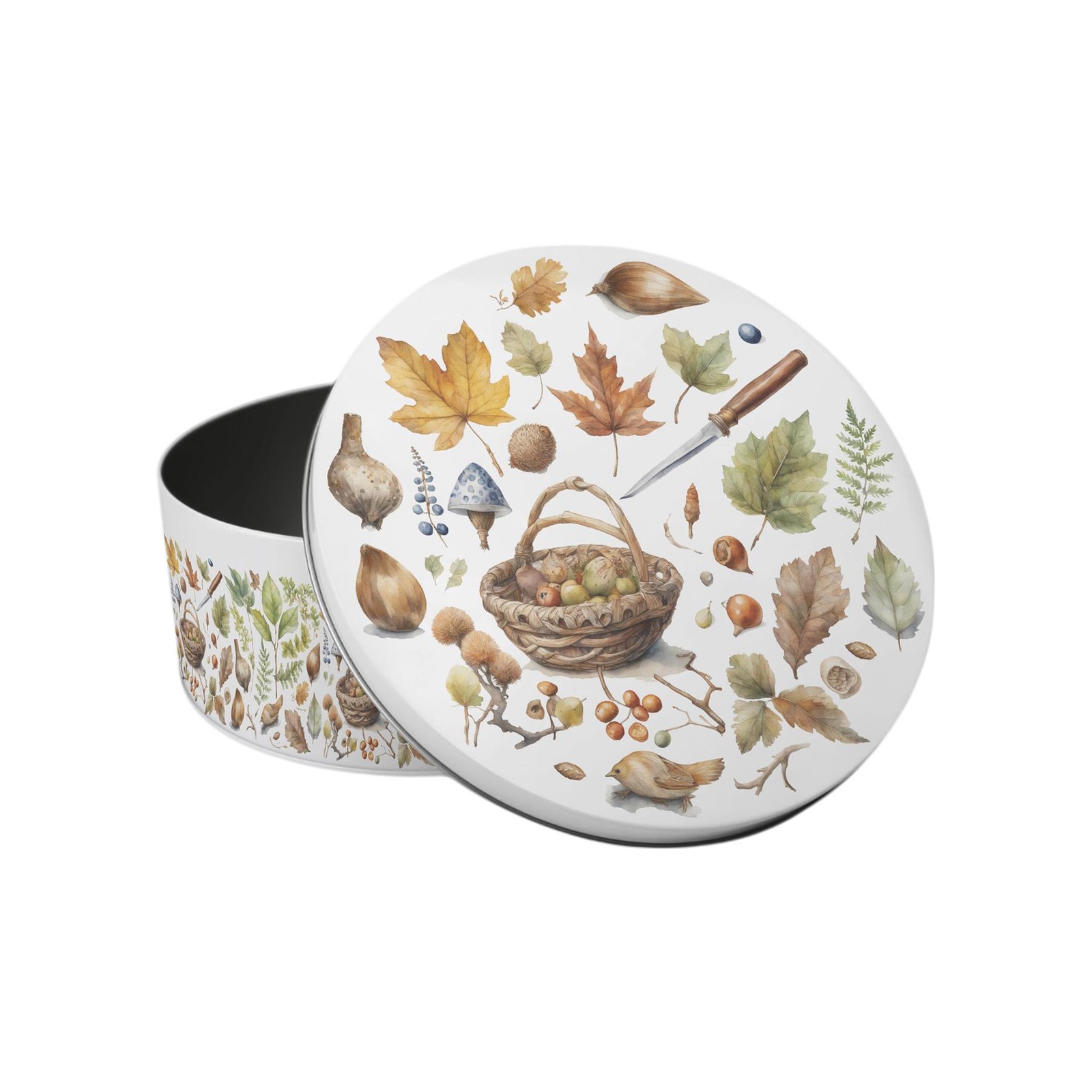 Woodland Themed Small Cake Tin - Nature Round Metal Storage Gifts for Baking