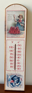 VINTAGE JELL-O AD 18 " Wooden Thermometer featuring young girl Good Condition
