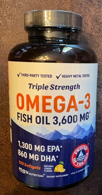 mav Nutrition Omega-3 Fish Oil 3600mg 120 softgels Exp 5/28