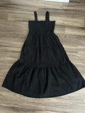 QUINCE Maxi tiered cotton gauze LARGE black sundress