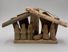 Transact Driftwood Nativity Set Ceramic Figurines Christmas Manger Tabletop Deco