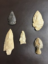 Lot Of 5 Native American Arrowheads Northeast Arkansas