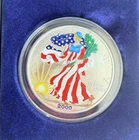 2000 American Eagle Walking Liberty Colorized 1oz Silver Dollar Box  Bonus  Coin