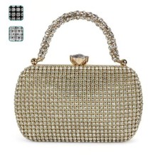 Clutch da cerimonia pochette donna con strass tracolla borsetta rigida elegante