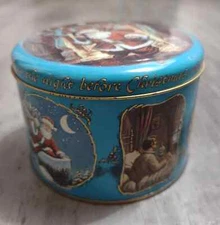 Vintage Daher Tin Box Company The Night Before Christmas Santa Claus Round Tin