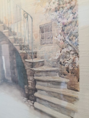M. Marten Italian Water Colour Print Vecchio Cortile- Old Court Yard Italy - 第 3/9 張圖片