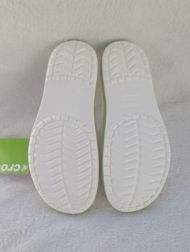 Size 9 Men's/11 W Crocs Crocband II Slide White/Volt Green Relaxed Fit Sandals - Picture 7 of 8