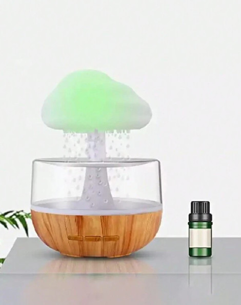Humidificador de luz nocturna Rain Cloud con sonido de gota de lluvia y luz LED de 7 colores