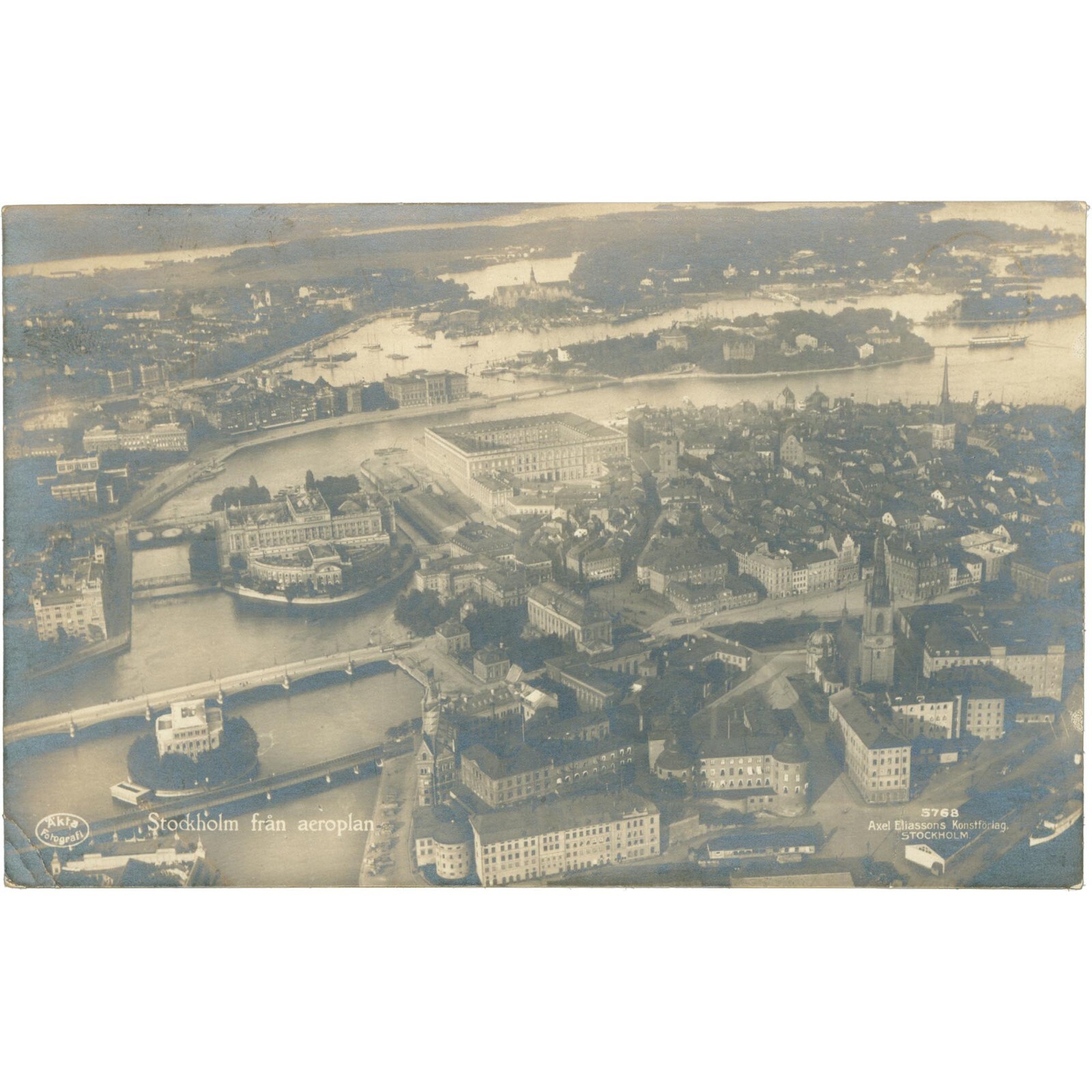 1921 20 Öre Sello Estocolmo, Suecia Estocolmo från aeroplan Postal (POS699-)