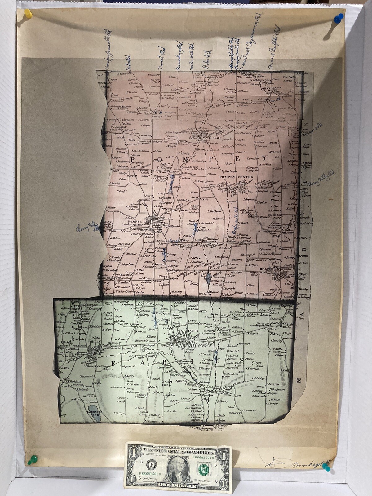 Vintage Map Fabius Pompey Towns NY C E H Whitlock New Haven 11 Connecticut eBay