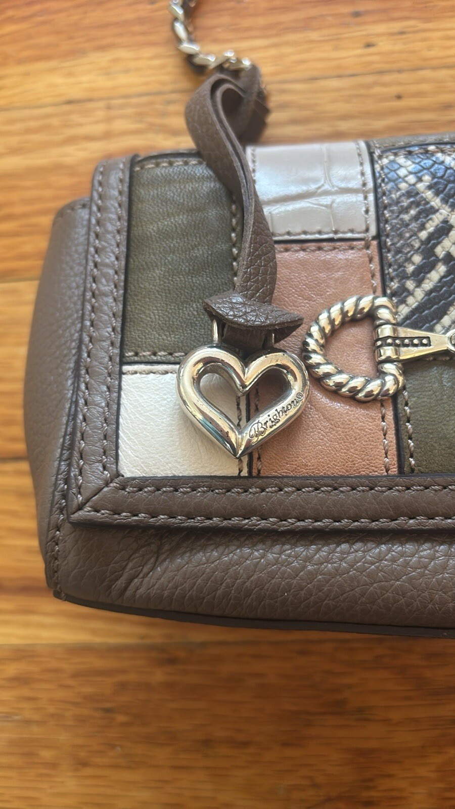 Brighton Leather Patchwork Chain Strap Small Purse - image 9