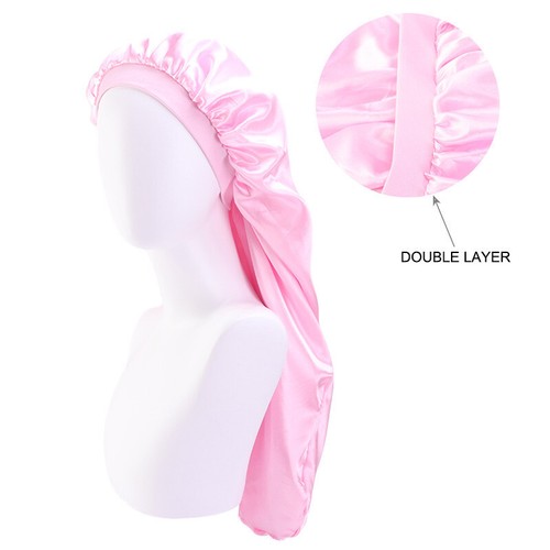 Women Lady Satin Turban Long Sock Night Sleep Cap Hair Care Bonnet Headwrap Hat - Picture 41 of 51