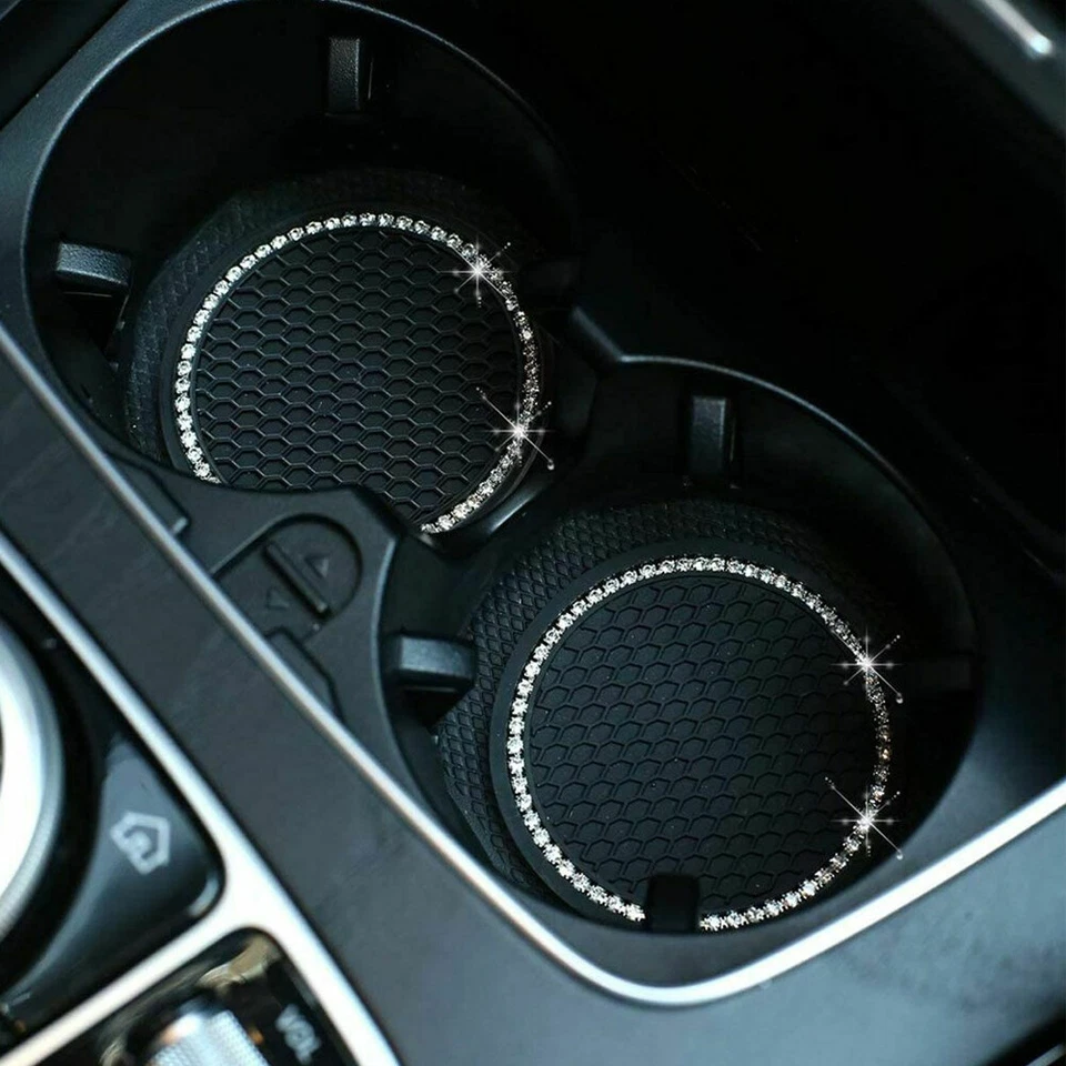 Portavasos de estrás antideslizante para coche 2 piezas accesorios para automóviles, Foto 4 de 4