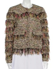 Msgm Fringe Trim Tweed Jacket Us 4 / It40 New