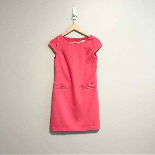 Abito Eliza J rosa tubino gomma da masticare rosa cappuccio manica carriera elegante classico 4P - Foto 6 di 10