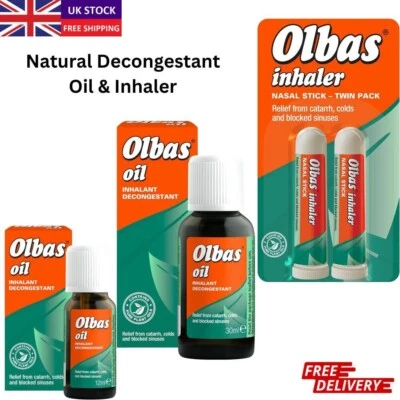 Olbas Oil Natural Decongestant Oil, Inhaler for Cold Blocked Noses Sinus Relief
