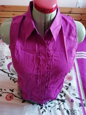 Chemisier Sans Manches Promod Violet - Taille 40, 100% Coton - Très Bon état Occasion