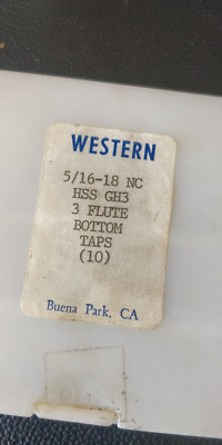 9 pieces ~ 5/16-18 NC Bottom Tap Western  USA 3 flutes GH-3