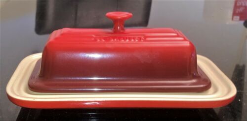 Le Creuset Butter Dish with Wood Lid Blue Stoneware New in Box | eBay