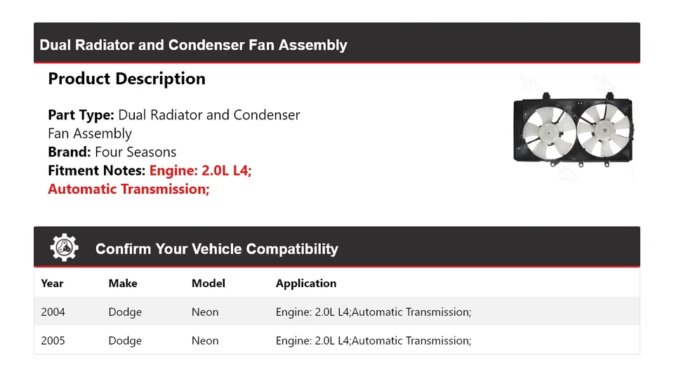 Para 2004-2005 Dodge Neon radiador duplo e conjunto de ventilador condensador 4 estações - Imagem 2 de 4
