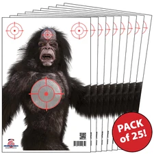 25 Paper Shooting Targets Gun Range Pistol Rifle Sasquatch w/Axe 3D Color(12x18)