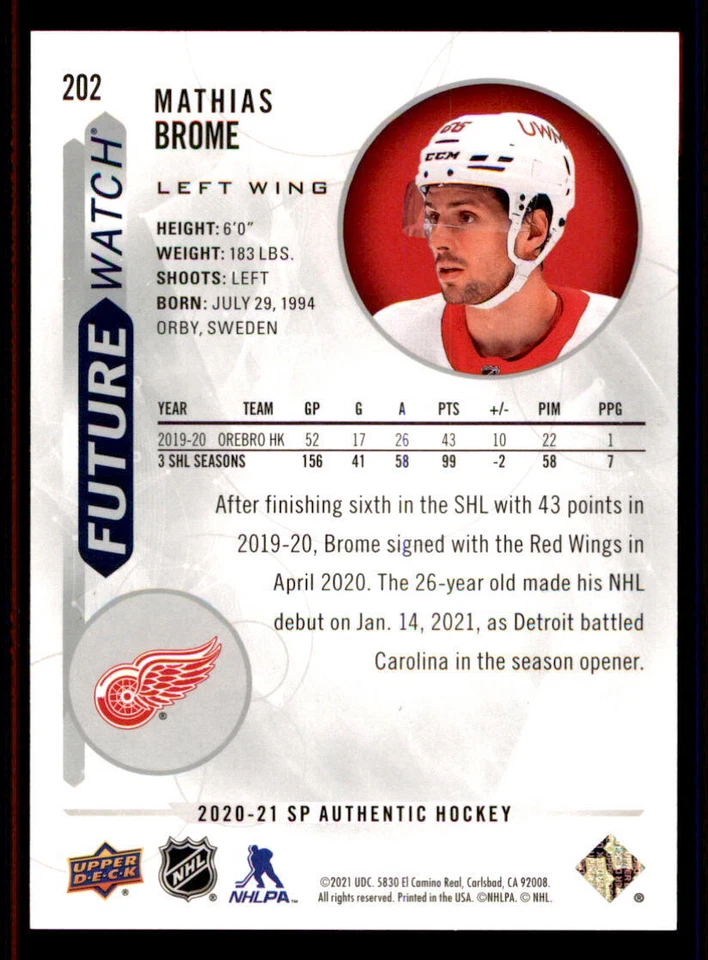 2020-21 SP Authentic #202 Mathias Brome RC /999 - Image 2 of 2