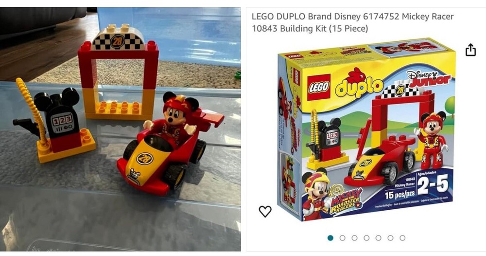 LEGO DUPLO Mickey Mouse Race Car Building Toy Set