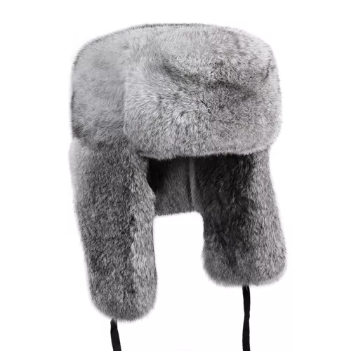 Sombrero de trampero de piel de conejo real para hombre invierno ruso Ushanka sombrero de aviador oreja - Imagen 12 de 24