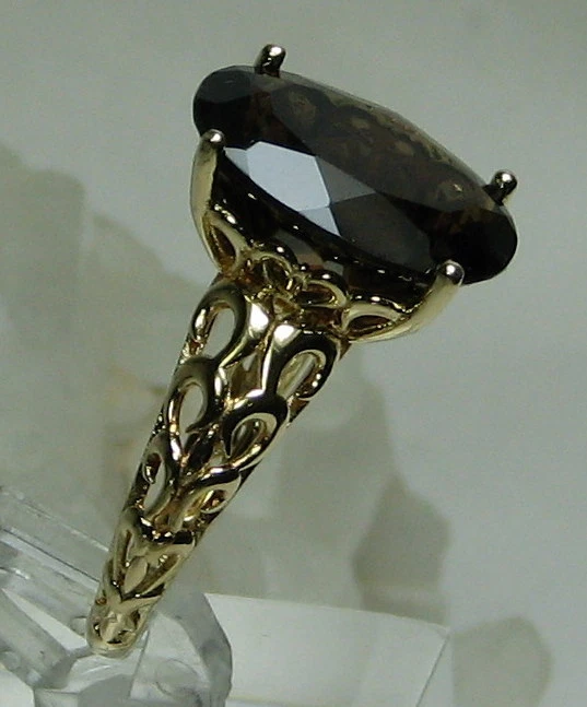 Anillo ovalado de filigrana de cuarzo ahumado HSN Technibond 8,24 quilates chapado en oro 925 talla 7,5  Foto 2 de 4