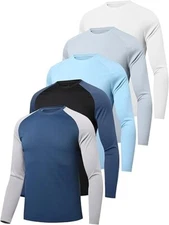 Pack de 5 Camisetas de Natación para Hombre con Protección Solar UPF 50+, Camise
