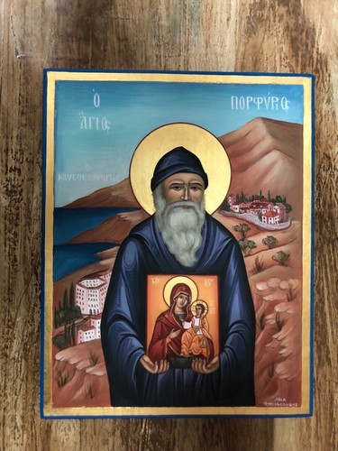 Saint Porphyrios the Kavsokalivitis Hand Painted Orthodox Byzantine Icon - Picture 3 of 12