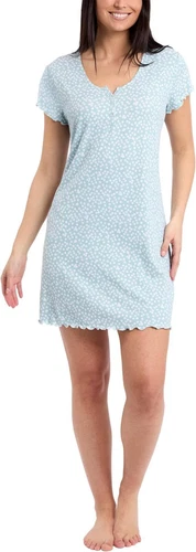 Laura Ashley Women's Nightgown Ribbed Knit Short Sleeve Henley Size M-L-XL NWT