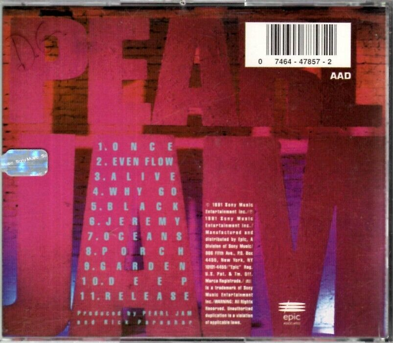 Pearl Jam CD Epic Records, 1981, ZK-47857, Ten ~ VG | eBay