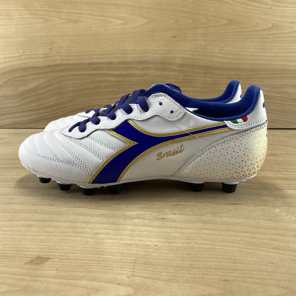Botines de fútbol Diadora Brasil Italia OG GR LT+ MDPU talla 8,5 para mujer blanco azul dorado Foto 2 de 4