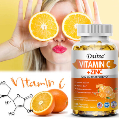 VITAMIN C + ZINC Enhances Immunity Maintains Healthy Hair Skin Nails Joints