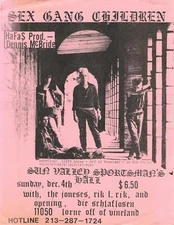 Rare Punk Flyer SEX GANG CHILDREN Dec 4th Sun Valley Sportsman Hall CA 1980s