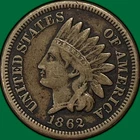 1862 Indian Head Cent Very Fine VF Coin #39488